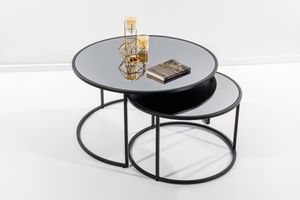 Circles Coffee Table Set, Smoky Grey & Black