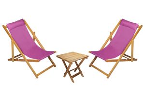 Bysay Folding Lounge Outdoor Chair Set, Purple