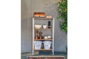 Stally 4-Tier Kitchen Cabinet, Pine & White