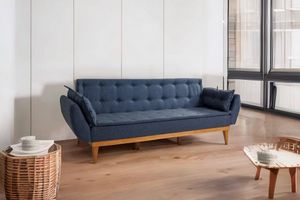 Moby Three Seater Sofa Bed, Fabric in Navy Blue