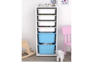 Tara Children's Toy Storage, White & Blue