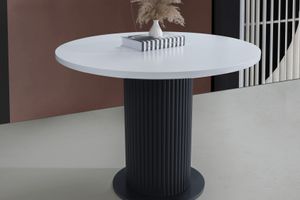 Morena 4-Seat Fixed Dining Table, White & Black