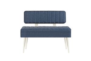 Vina Bench with Backrest, Navy & White