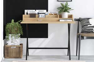 Sera Tete Desk, Light Wood & Black