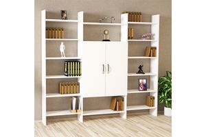Inverno Bookcase with Storage, 200 cm, White