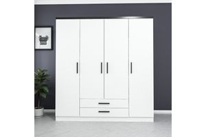 Tideway Plus Kleiderschrank mit 4 Türen und 2 Schubladen, 210 cm, Weiß