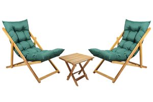 Kolyn Folding Lounge Outdoor Chair Set, Green
