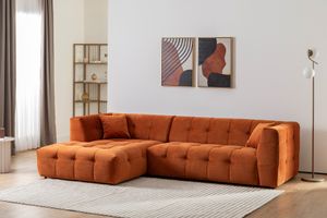 Caddy Corner Sofa, Left Chaise, Burnt Orange