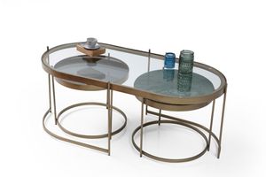 Nile Duo Coffee Table, Vintage Brass & Green