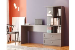 Zenio Side Schreibtisch mit Bücherregal und Schubladen, Anthrazit