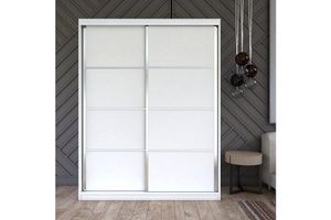 Binnian Kleiderschrank mit 2 Türen und Schiebetüren, Weiß
