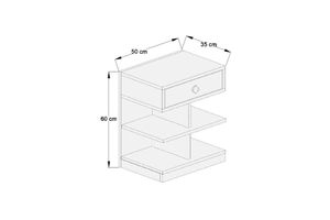 Asien Nachtkastje, Antraciet en Wit