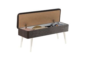 Vina Stoffen Bank Met Opbergruimte , Wit Antraciet 1053