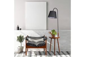 Broad Crag Vloerlamp met Houten Rek, Zwart