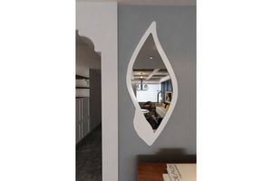 Leaf Decoration Sideboard Wall Mirror, 48 x 112 cm, White