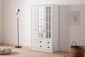 Knidos Kleiderschrank mit 2 Schubladen, Weiß