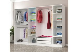 Medway Kledingkast met 2 Lades en Spiegel, Wit