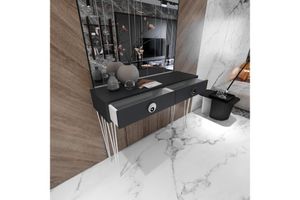 Nysa Consoletafel met 2 Lades, Antraciet & Zilver