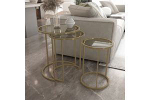 Marsah Nesting Table, Grey & Gold