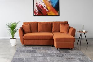 Loto Corner Sofa Bed Right Chaise, Orange