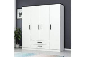 Medway Plus Kledingkast met 4 Deuren en 2 Lades, 190 cm, Wit
