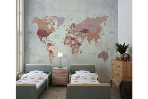 Bestie World Map Printed Wallpaper, Multi