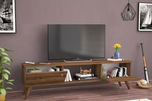 Wood TV-Meubel met Houten Poten, 160 cm, Walnoot
