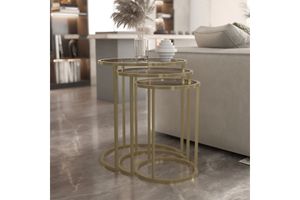 Marsah Nesting Table, Grey & Gold