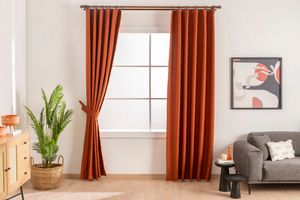 Haruna Blackout Curtain Pair, 240 x 250 cm, Terracotta