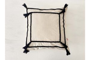 Galia Bohemian Kussen met Kwastjes, 45x45 cm, Zwart