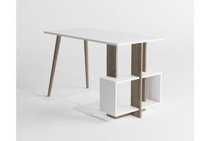 Lagomood Side Desk, White & Dark Wood