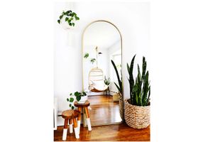 Lyn Home Ovaler Standspiegel, 180x60 cm, Gold