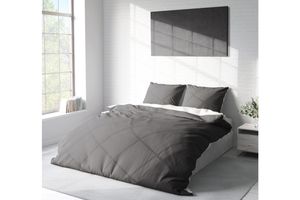 Mono Doppelseitiges Bettwäsche-Set, 200x220 cm, Grau & Weiß