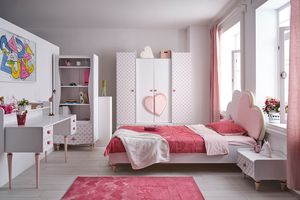 Love 4 Door Children's Wardrobe, White & Pink