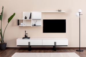 Line TV-Möbel, Weiß & Schwarz