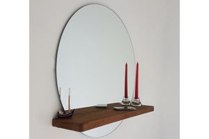 Neostyle Round Wall Mirror, 70 x 70 cm, Dark Wood
