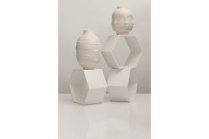 All In Face Ceramic Vase, White