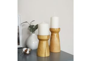 Tokyo 2 Piece Candleholder , Light Wood