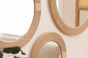 Wood Spiegel-Set aus Jute, 3 Tlg