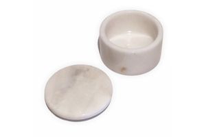 Lou Candle in Marble Container, White