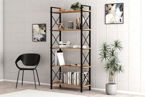 Decorative Metal Bookcase, 180 cm, Walnut