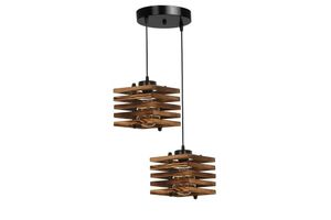 Cara Hanglamp met 2 Lampjes, Walnoot