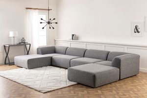 Alpha U-Shaped Modular Sofa, Light Grey