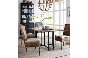 Marit 4-6 Extendable Dining Table, Dark Wood & Black
