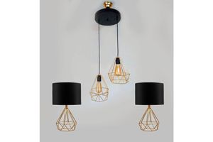 Gideon Moderner Lampen-Set für Schlafzimmer, Schwarz & Gold