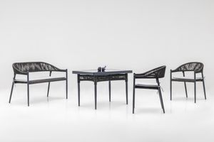 Antracitový zahradní set lavice pro 2, stolu a 2 židlí s područkami Rita Mini