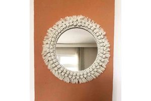 Macrame Clove Wall Mirror, Ecru