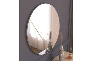 Mone Dekorativer Runder Spiegel, 60 cm, Weiß
