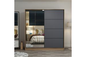 Medway Tideway 2 Sliding Doors with Mirrors, Anthracite & Walnut