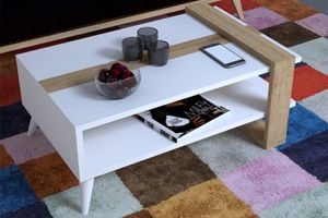 Windy Coffee Table, White & Light Wood